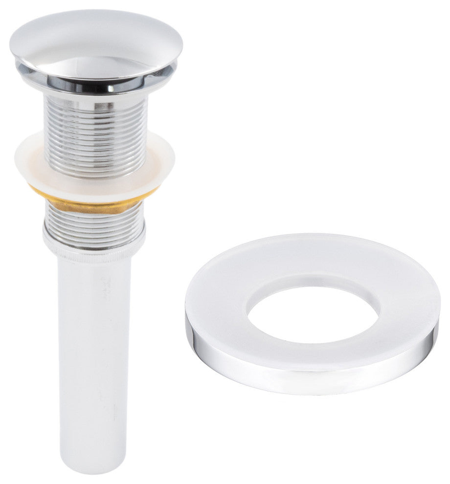 Novatto Diaccio Glass Vessel Sink and Drain, Chrome