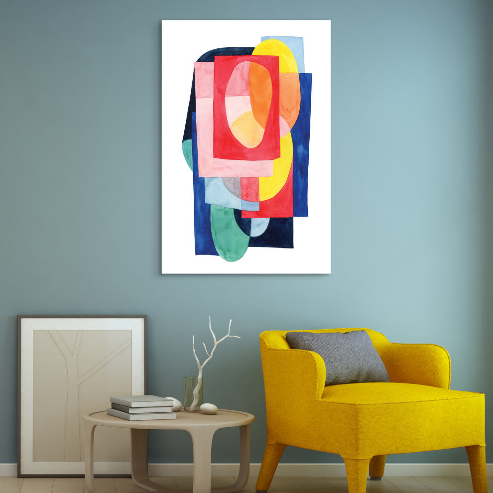 Colorful Abstract Wall Art Printed on Frameless Free Floating Tempered Glass