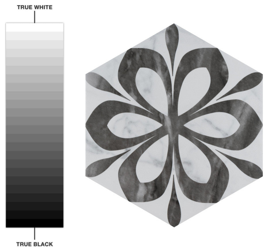 Classico Bardiglio Hexagon Daisy Porcelain Floor and Wall Tile