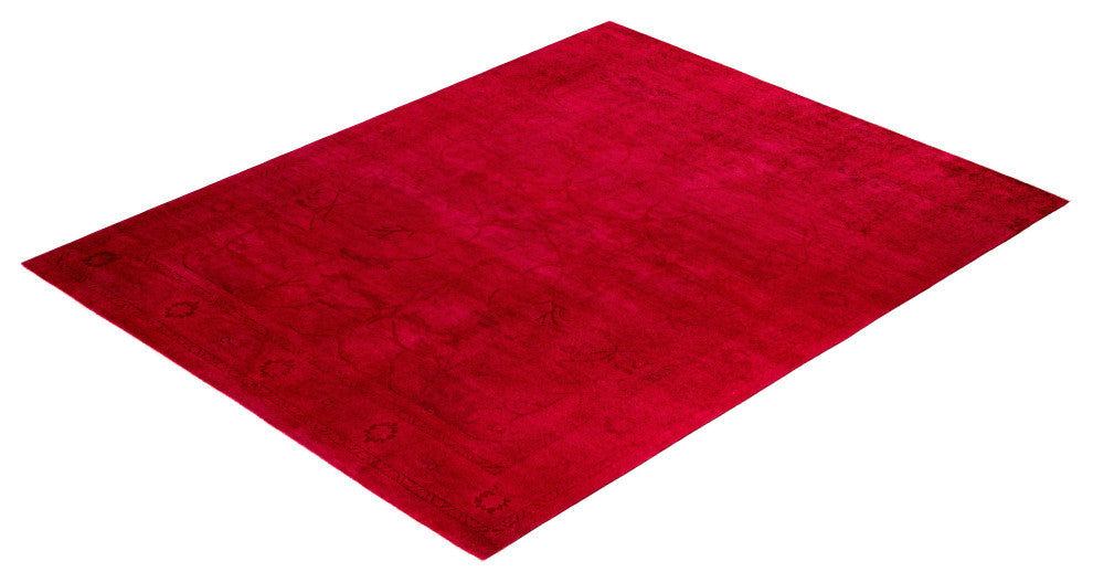 Overdyed One-of-a-Kind Hand-Knotted Area Rug Red, 8' 1" x 10' 3"