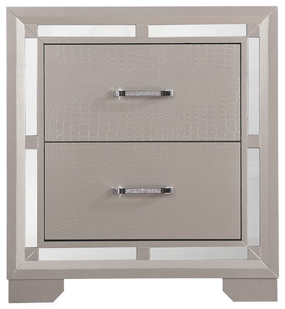 Alana Nightstand, Silver Champagne