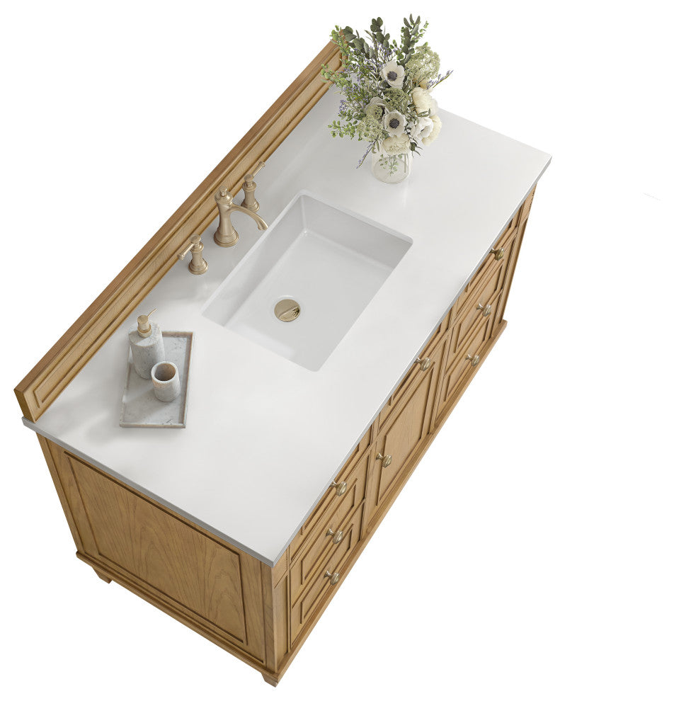 Lorelai 48" Single Vanity, Light Natural Oak, 3 CM White Zeus Top