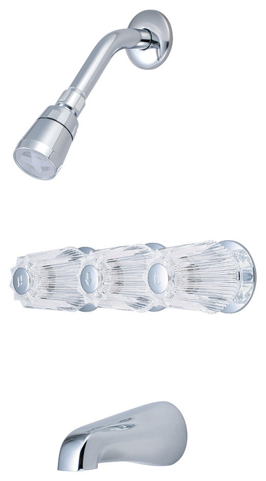 Elite Three Handle Tub Shower Set, Polished Chrome