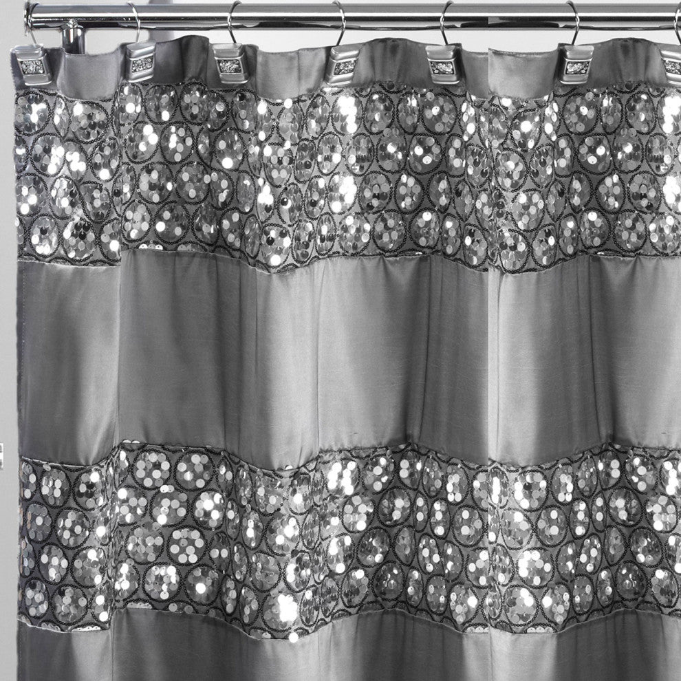 Designer Home Premium Premium Bath Accessories Durable Heavy (Silver Curtain)