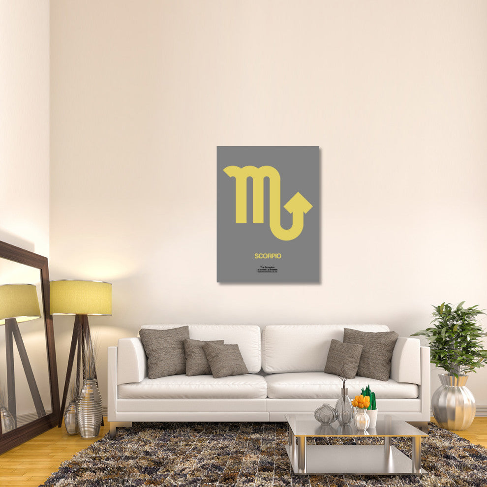 "Scorpio Zodiac Sign Yellow on Grey" Fine Art Print