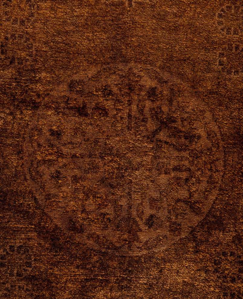 Overdyed One-of-a-Kind Hand-Knotted Area Rug Brown, 8' 1" x 8' 1"