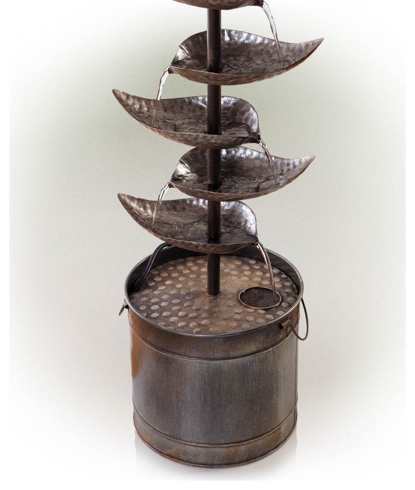 Alpine Rustic Metal Silver Tiered Fountain, 70" Tall