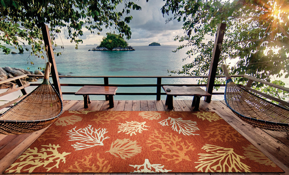 Couristan Outdoor Escape Sea Reef Indoor/Outdoor Area Rug, Terra Cotta, 2'x4'