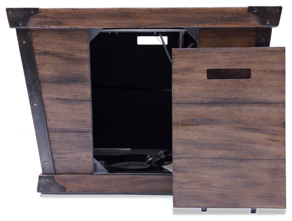 GDF Studio Madge Outdoor Brown 32" Square Fire Pit, 40,000 BTU, Wood Grain