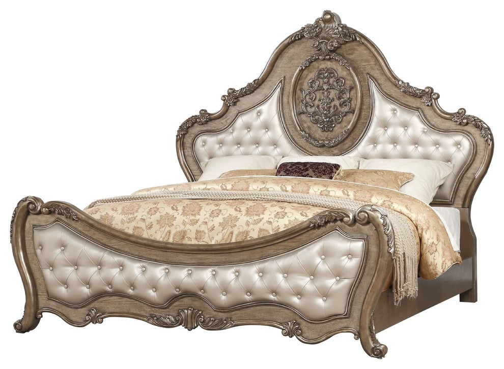 ACME Ragenardus Bed, PU and Vintage Oak, Queen