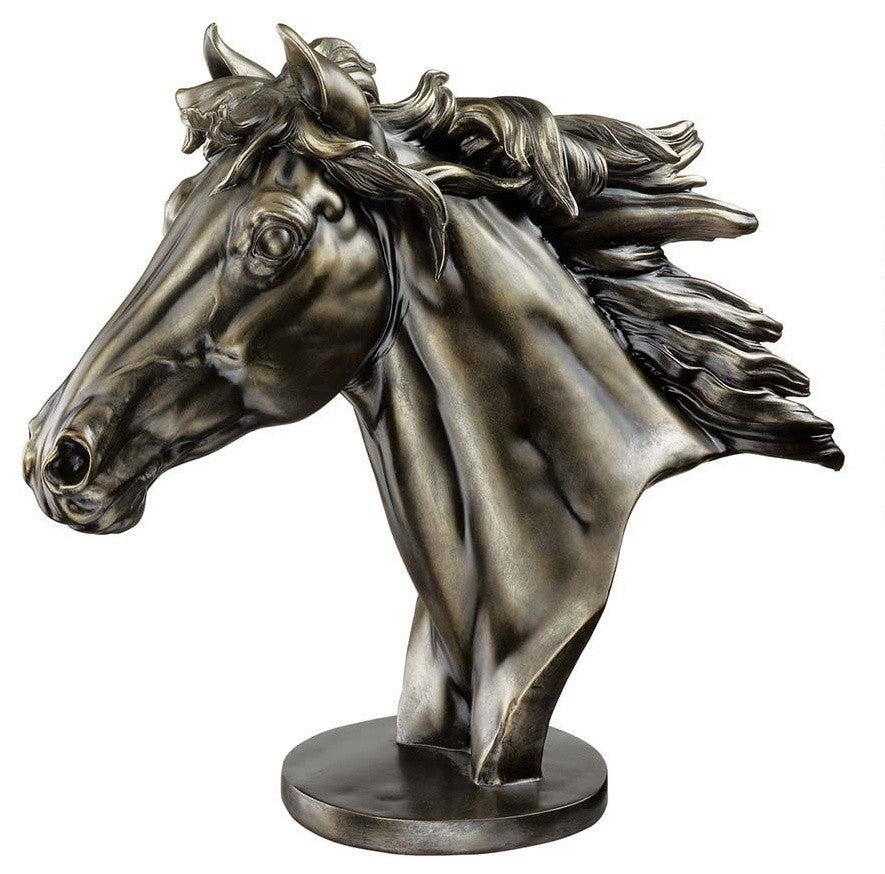 Bronze Finish Stallion Horse Statue