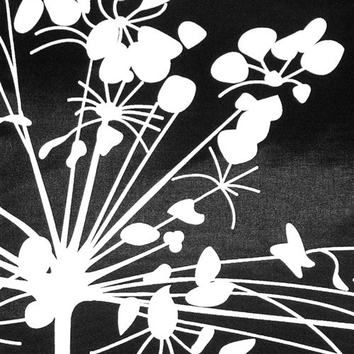 Pillow Decor - Black with White Spring Flower Throw Pillow