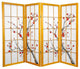 4' Tall Cherry Blossom Shoji Screen, Honey, 4 Panels