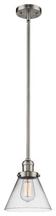 1-Light Large Cone 8" Pendant, Brushed Satin Nickel, Glass: Clear