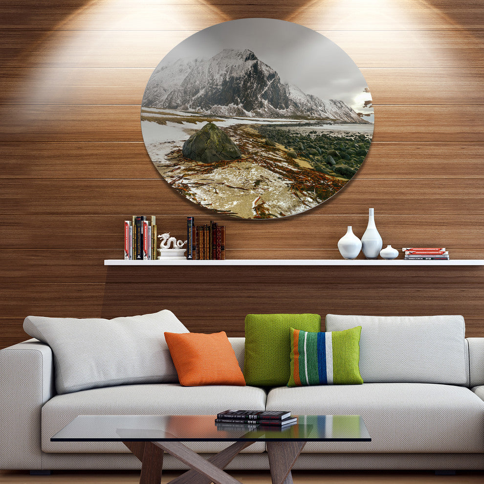 Eggum Lofoten Islands Norway, Landscape Round Metal Wall Art, 11"