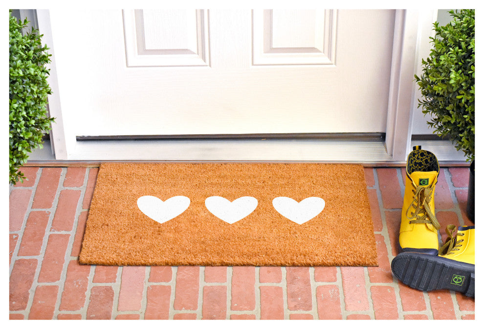 Calloway Mills White Trio Heart Doormat, 17" X 29"