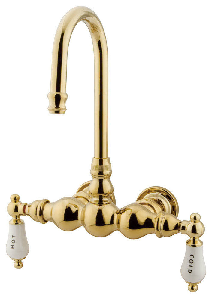 Vintage Polished Brass 3-3/8" Wall Mount Clawfoot Tub Filler CC3T2