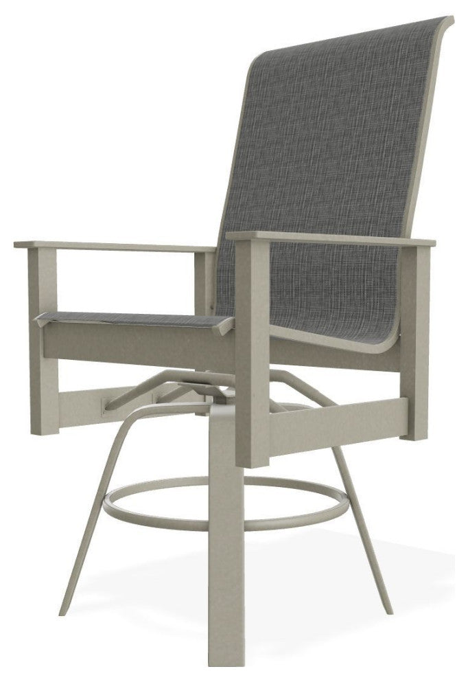 Leeward Sling Balcony Height Outdoor Swivel Armchair, Anchor/Storm