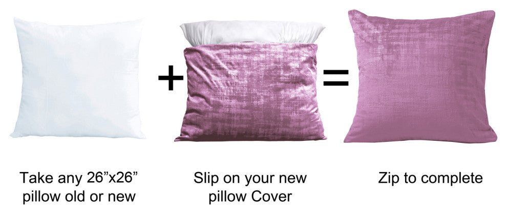 Velvet 2 Piece Euro Pillow Cover Set, Mauve Shadows, 2 Piece, 26"x26"