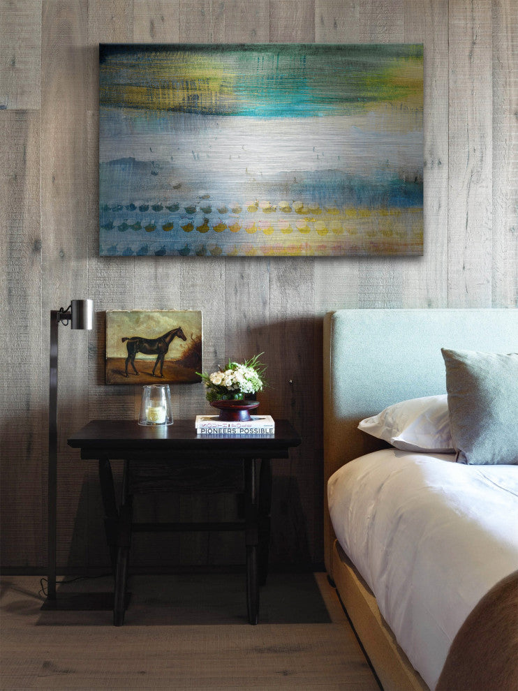 "Under Umbrellas" Painting Print on Brushed Aluminum, 45"x30"