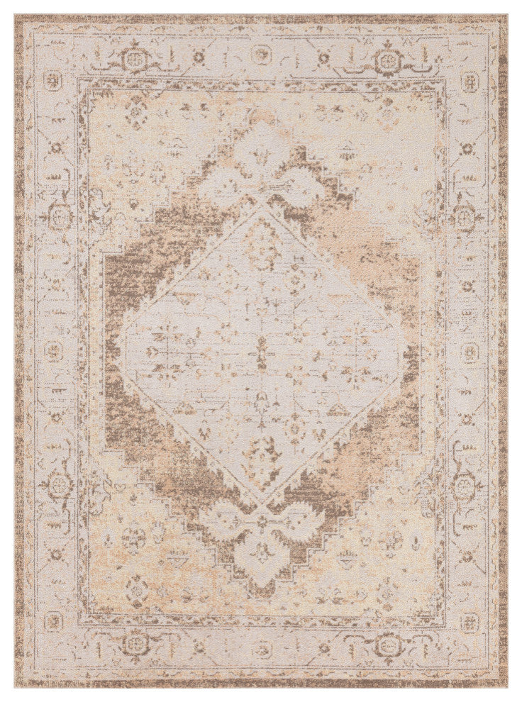 Nourison Astra Machine Washable 4' x 6' Beige Vintage Indoor Rug
