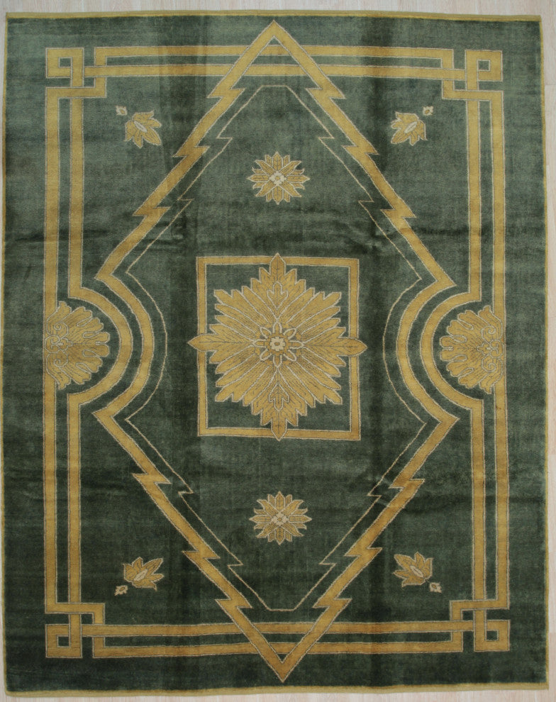 Green Traditional Medallion Ningxia Area Rug