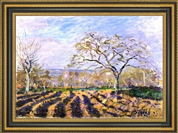 Alfred Sisley The Furrows Framed Premium Canvas Print, 16"x24"