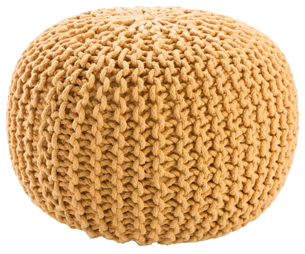 Jaipur Living Visby Textured Round Pouf, Cornsilk