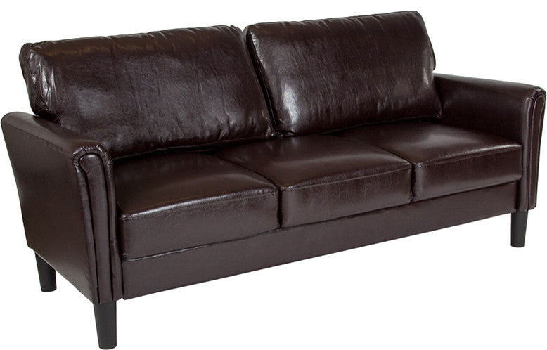Bari Upholstered Sofa, Brown Leather