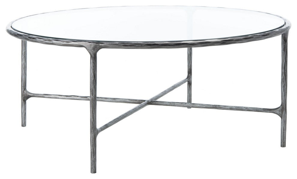 Safavieh Couture Jessa Round Metal Coffee Table, Silver