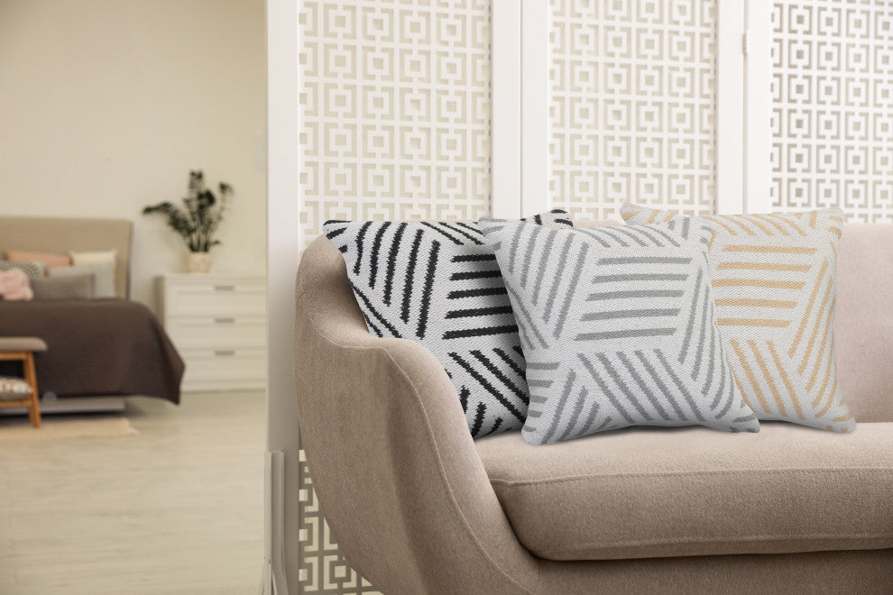 Geometric Striped Throw Pillow, Gray