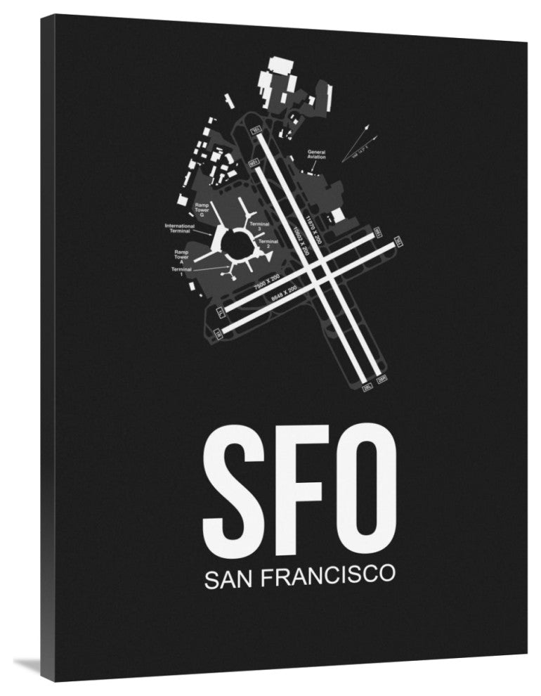 "SFO San Francisco Airport Black" Fine Art Print