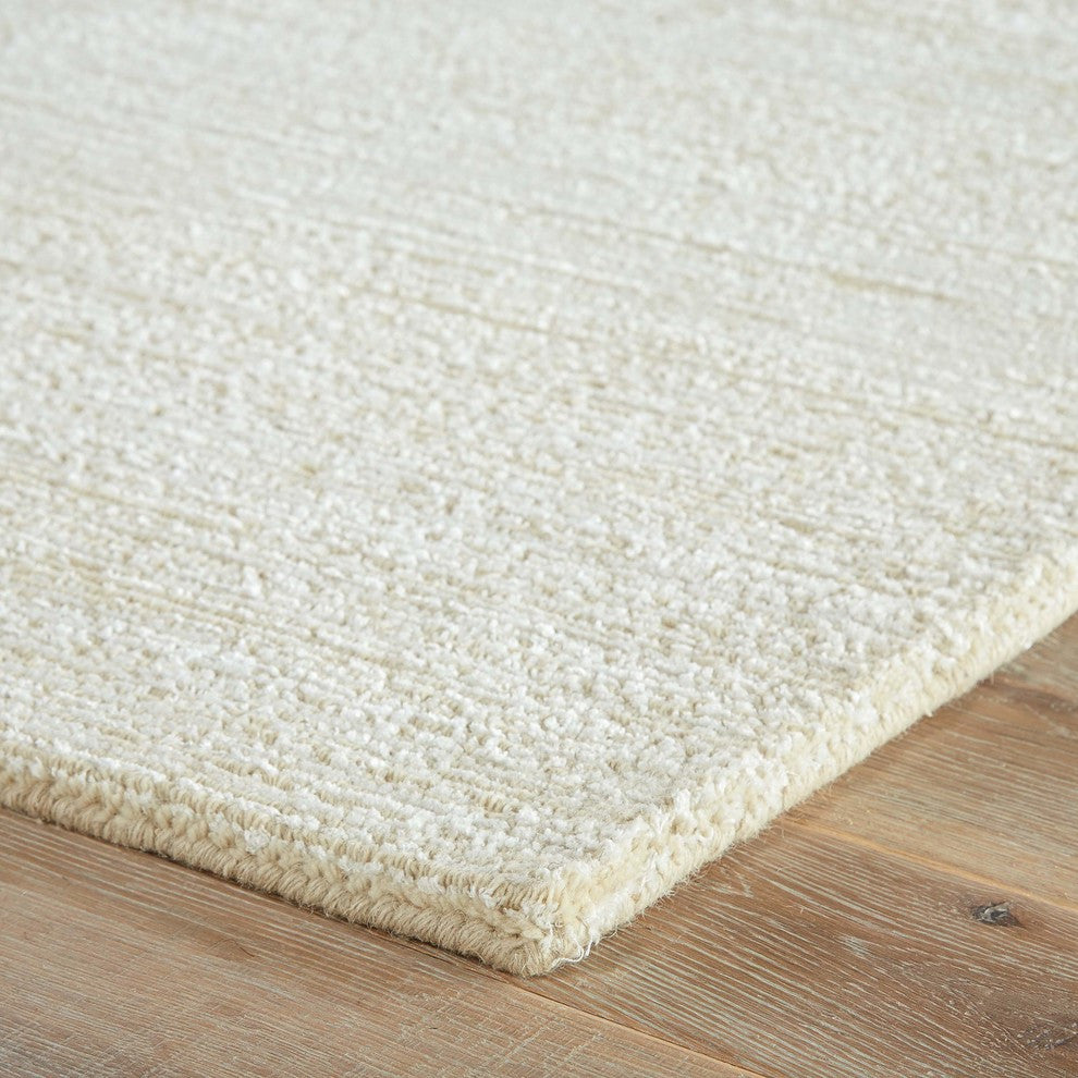 Jaipur Living Kelle Handmade Solid White/Beige Area Rug, 5'x8'