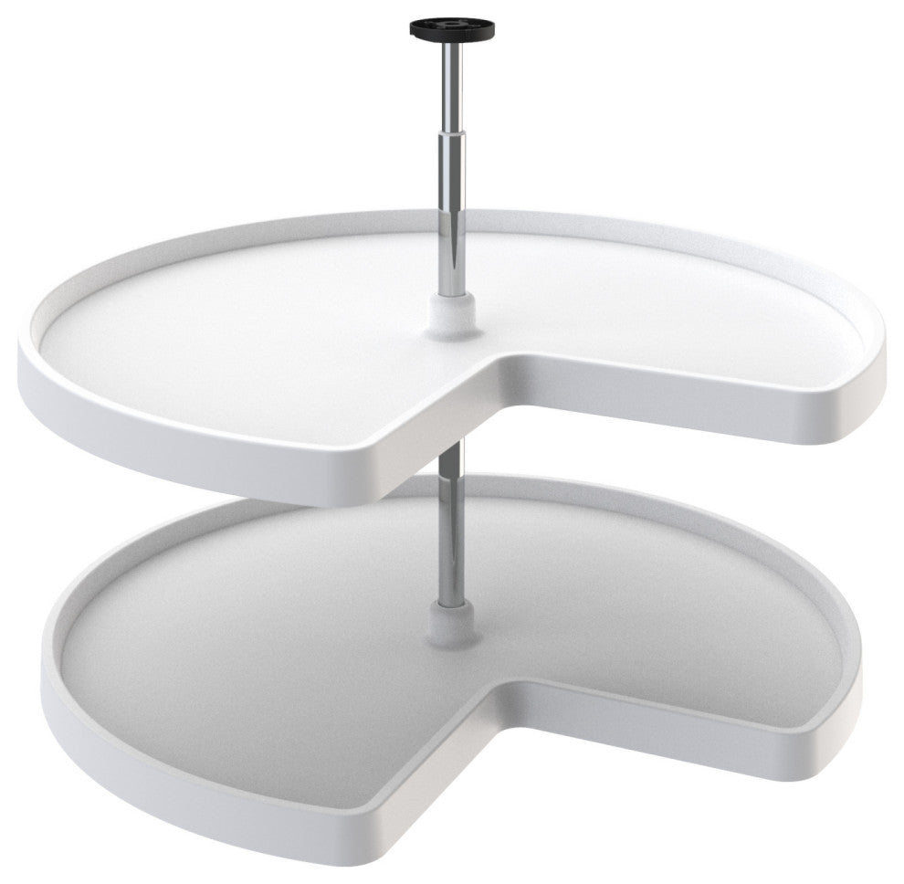 Value Line Polymer Kidney 2-Shelf Lazy Susans for Corner Base, White, 32"W