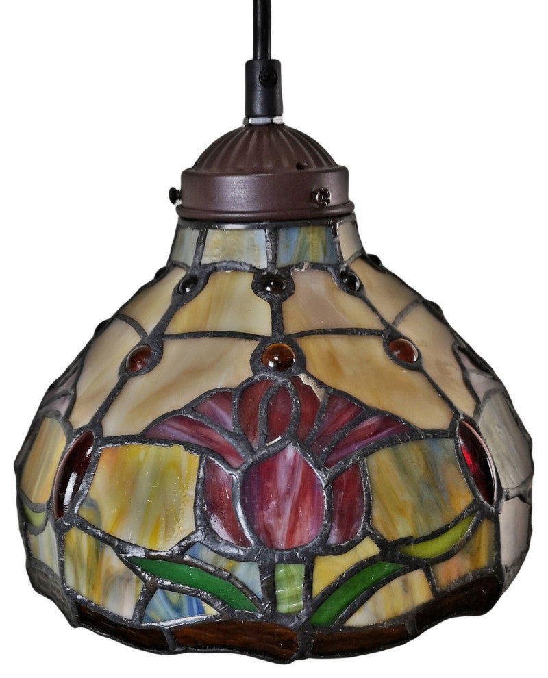 Tiffany Style Tulips Mini Pendant Lamp 8" Wide