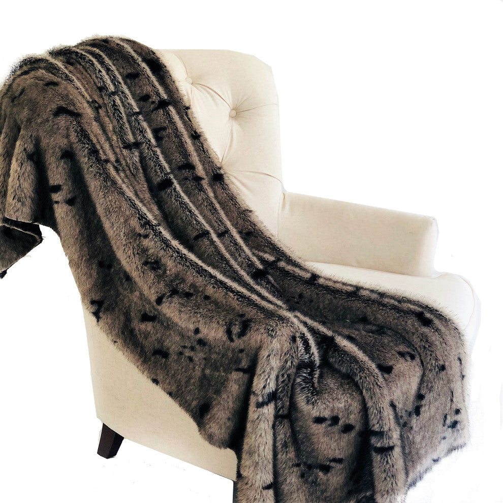 Plutus Gunmetal Gray Tones Tissavel Faux Fur Luxury Throw, Throw 36w X 60l