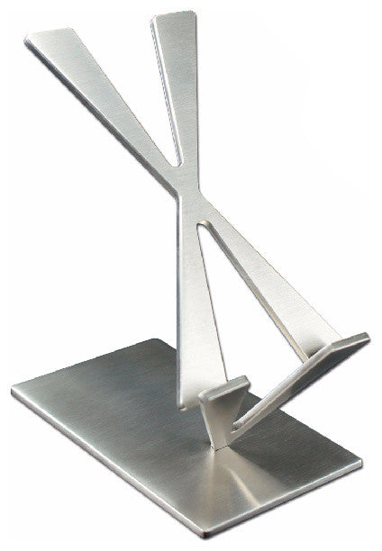 Modern Cell Phone Stand, Stainless Steel, Satin Finish.