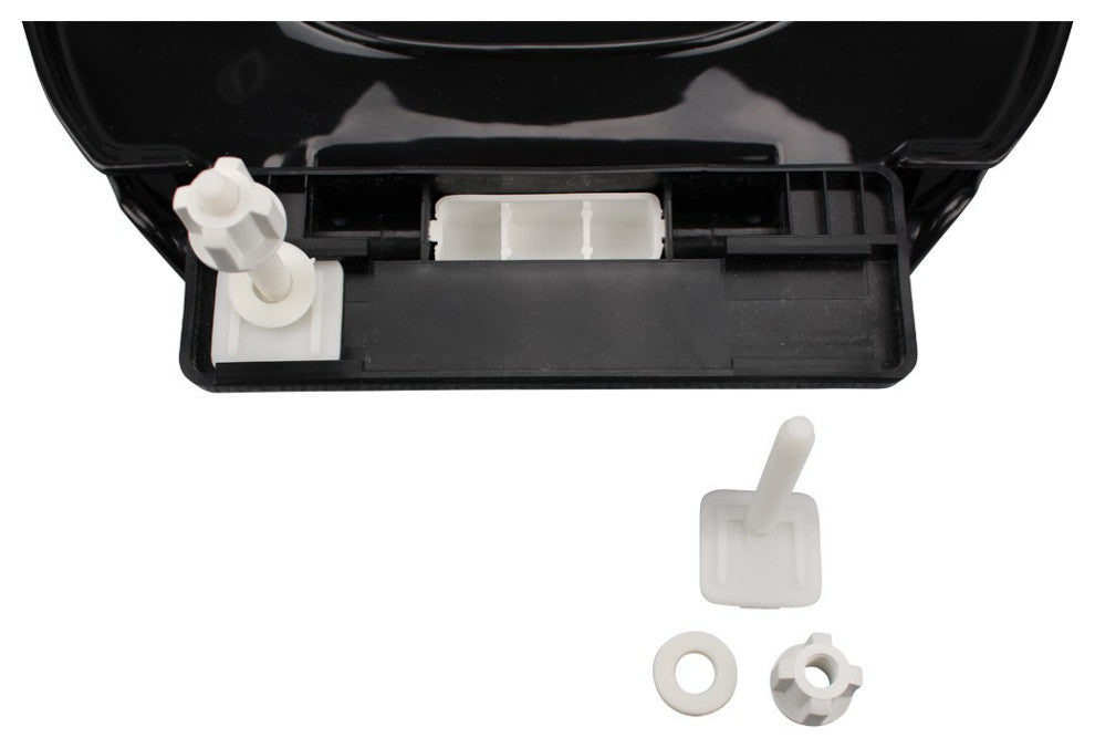 Black Elongated Toilet Seat with Non Slip Oval Seat Bumpers and Adjustable Hinge