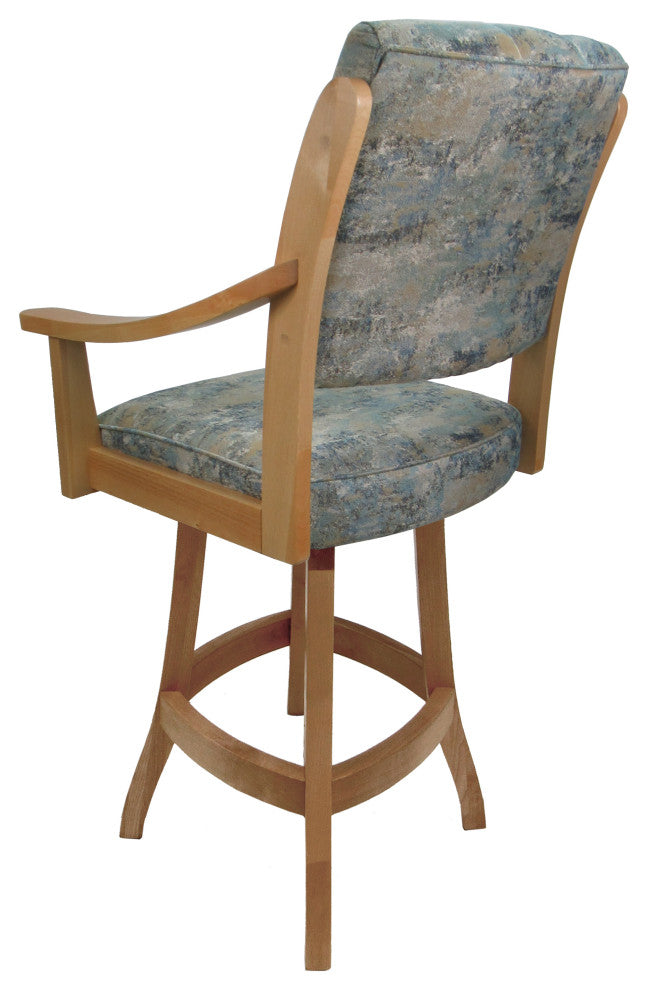 Swivel Counter Wood Bar Stool Casa on S-Base, Poet Sky on Natural, 26"