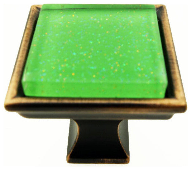 Green Super Galaxy Crystal Glass Oil Rubbed Bronze Madison Classic Knob