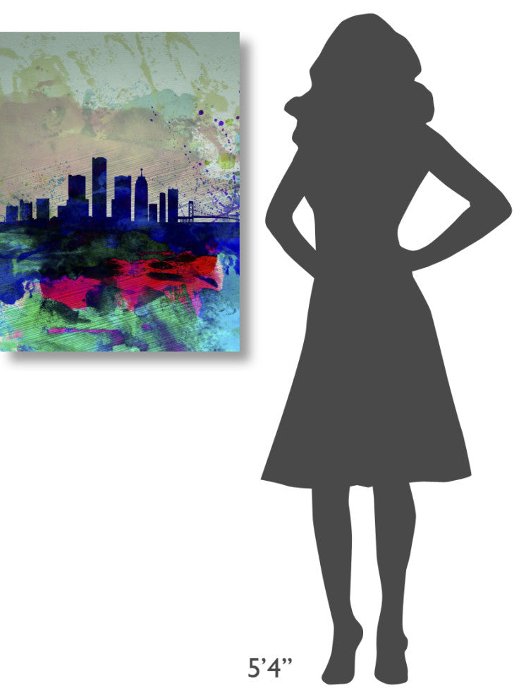 "Detroit Watercolor Skyline" Fine Art Print