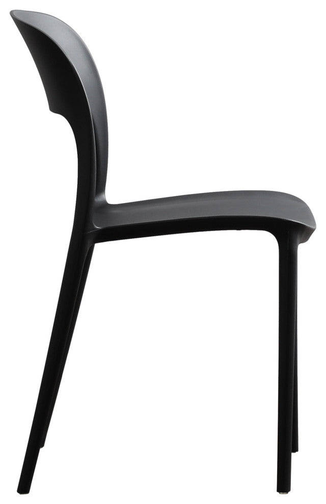 GDF Studio Dean Outdoor Plastic Chairs, Set of 2, Black