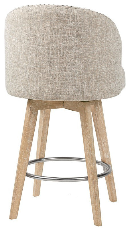 Madison Park Modern Swivel Chair Counter Height Bar Stools, Cream