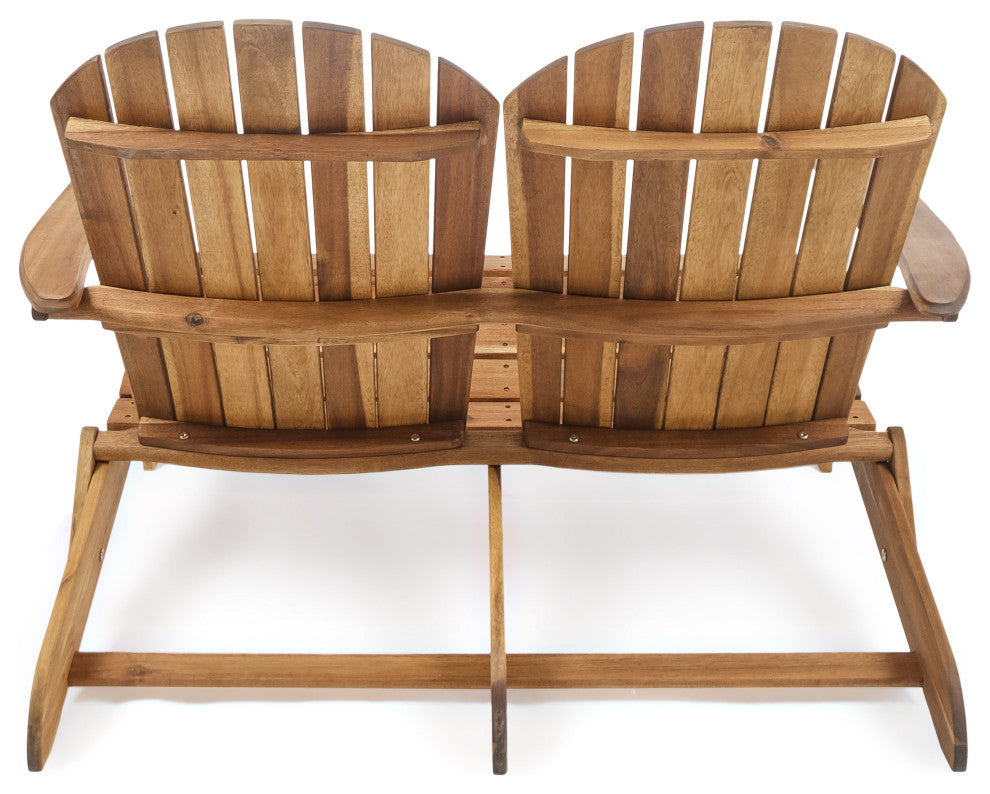 GDF Studio Vivian Outdoor Acacia Wood Adirondack Loveseat, Natural Stained