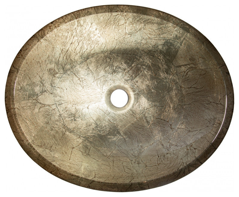 Eden Bath EB_GS76 Champagne Foil Oval Glass Vessel Sink