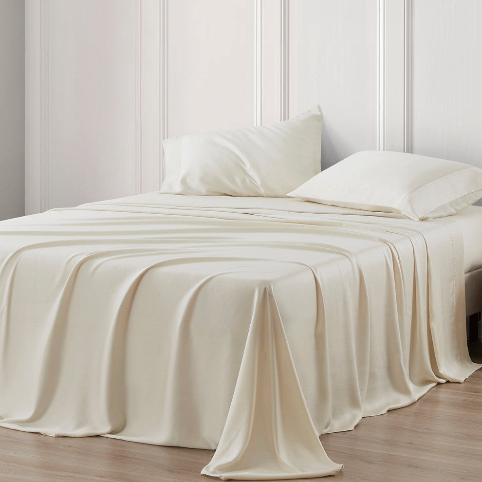 Lyocell Sheet Set, 4 Piece, Ivory, Queen