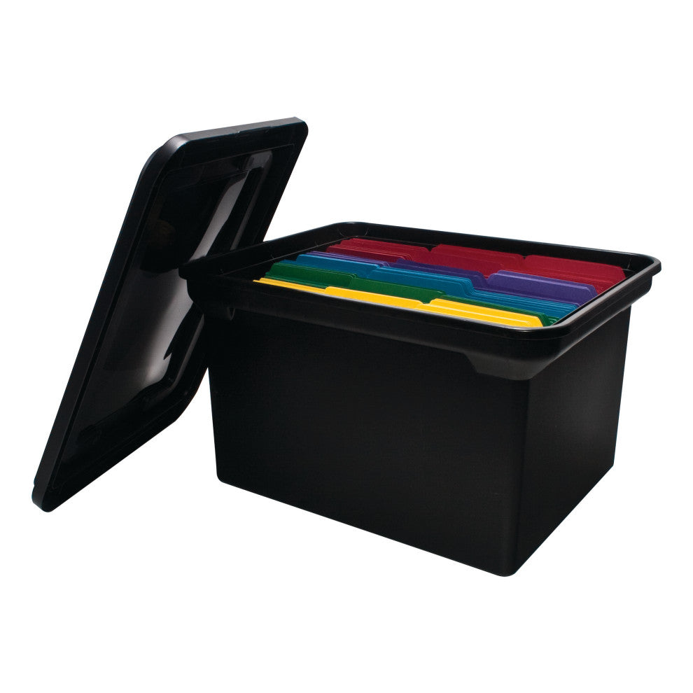 File Tote With Lid, Black