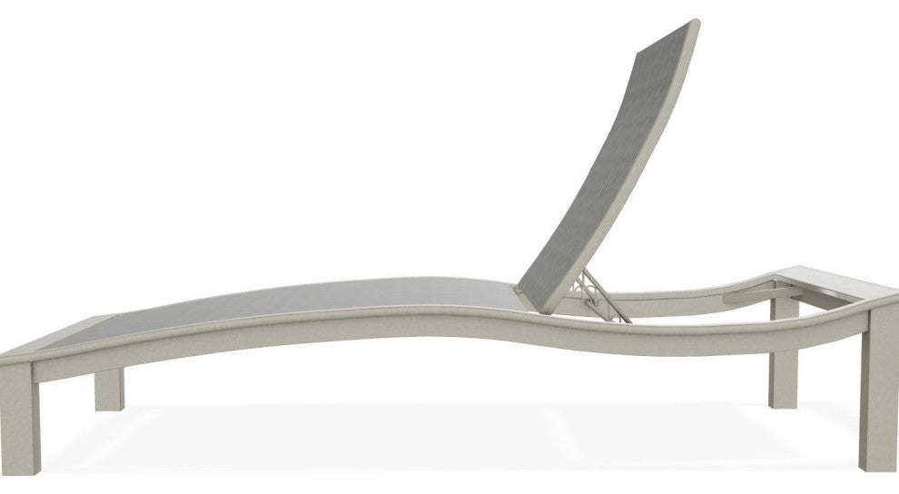 Bazza Sling 4-Position Contour Outdoor Chaise Lounge, Anchor/Storm