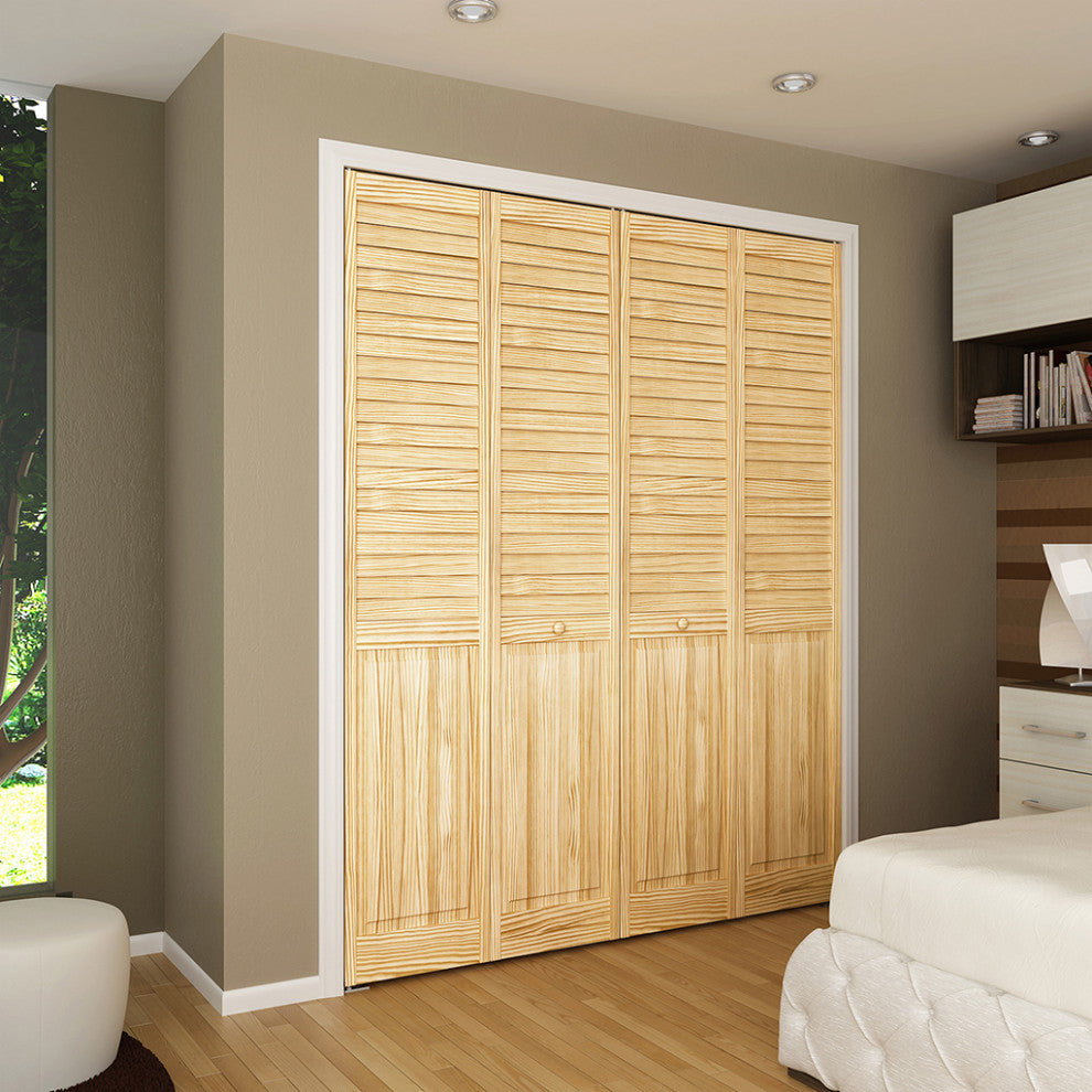 Plantation Bi-fold Closet Door, Louver-Panel, Clear, 1"x30"x80"