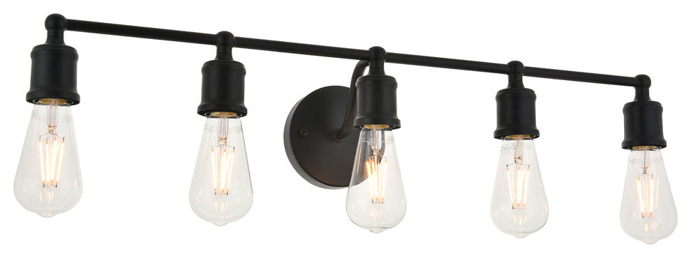 Black Finish 5-Light Wall Sconce